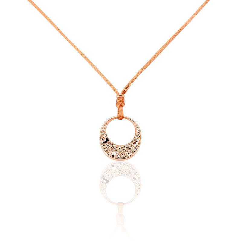 SAVINNA Damen Collier Edelstahl rosevergoldet Strass Champagner Kreis B 1 mm - Halsketten Damen | OROVIVO