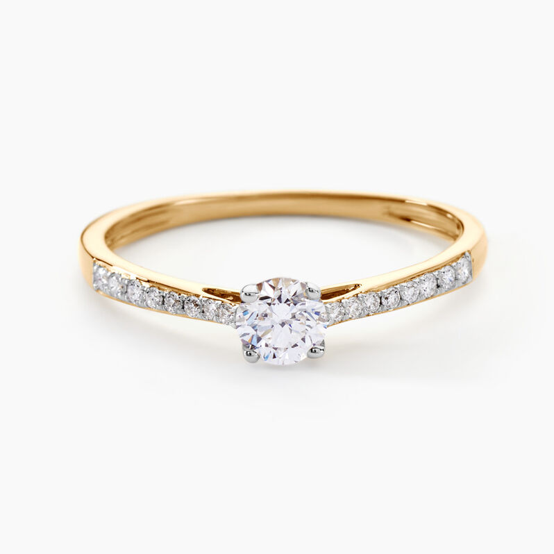 Bague Solitaire Hemera Or Jaune Diamant Synthetique - Spannringe Damen | OROVIVO