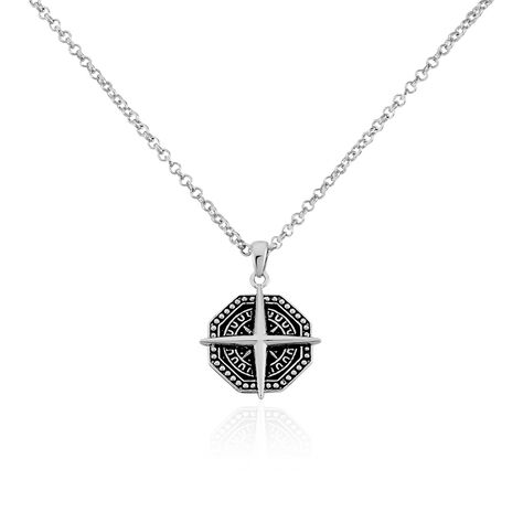 KOMPASS Herren Collier Silber 925 Achteck - Halsketten  | OROVIVO