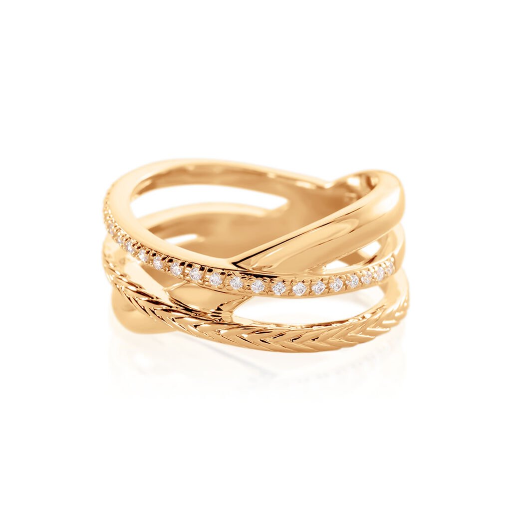 NORAH Damen Ring Vergoldet Zirkonia Weiß B 10 mm, Ring mit Stein