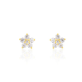 Damen Ohrstecker Gold 375 Zirkonia Blume 6mm - Ohrstecker Damen | OROVIVO