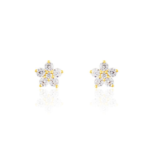 Damen Ohrstecker Gold 375 Zirkonia Blume 6mm - Ohrstecker Damen | OROVIVO