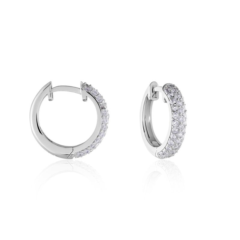 Damen Creolen Silber 925 Zirkonia Mala 12,00mm  - Creolen Damen | OROVIVO