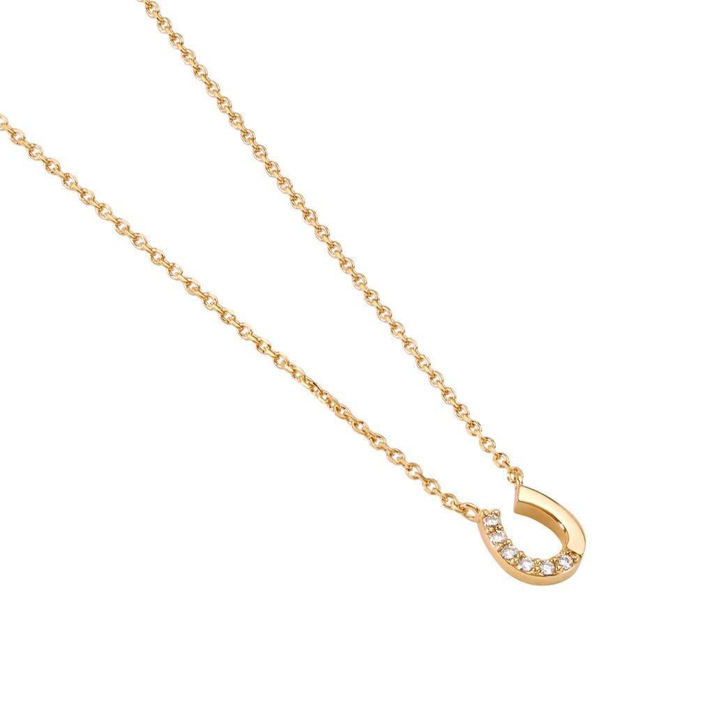 KHLOE Damen Collier Vergoldet Zirkonia Weiß Talisman Hufeisen - Halsketten Damen | OROVIVO