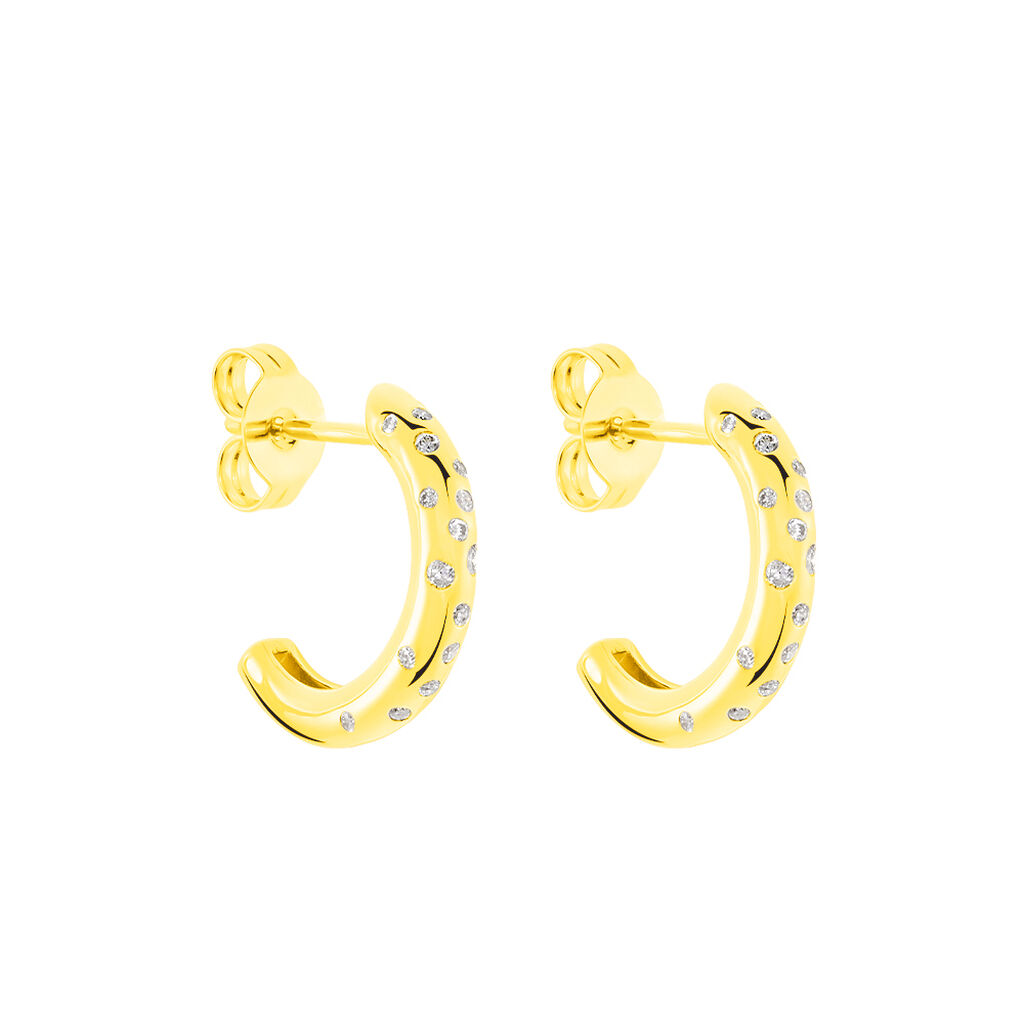 Damen Creolen Gold 375 Diamant 0,18ct Delia Ov 11,00mm  - Creolen Damen | OROVIVO