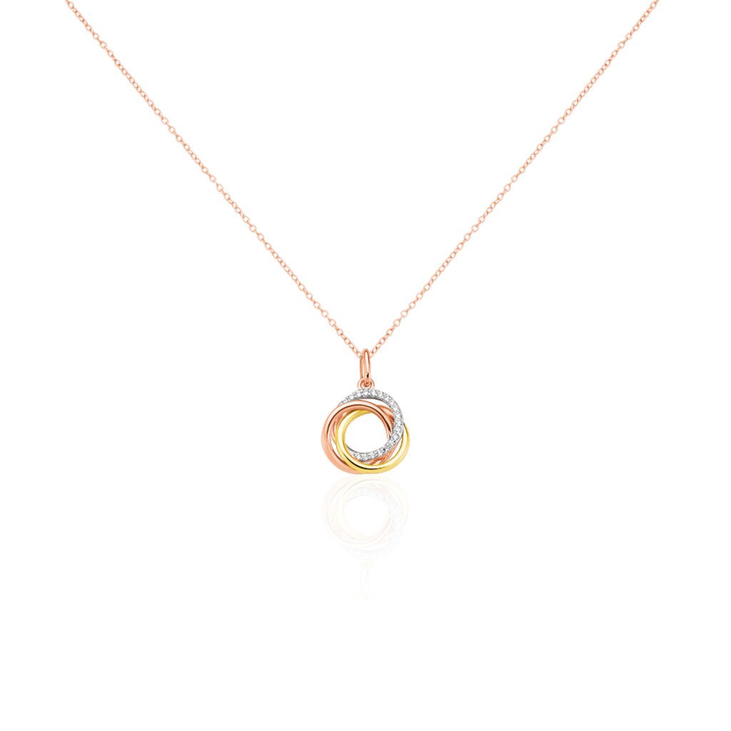 CELESTE Damen Collier Silber Tricolor 925 Zirkonia Weiß 0,33 ct Kreis, Collier mit Stein