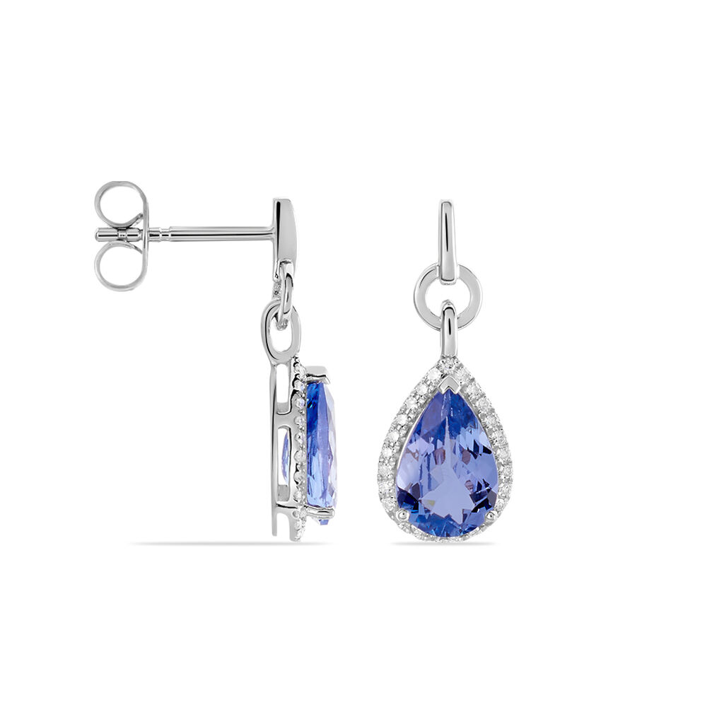Damen Ohrstecker Weißgold 750 Tansanit Blau 3,35ct Tropfen Ocean 2  - Ohrstecker Damen | OROVIVO