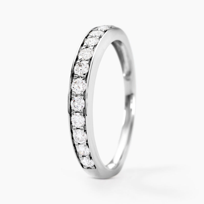 Demi-alliance Or Weiss  Valentine Diamant Synthetique - Spannringe Damen | OROVIVO