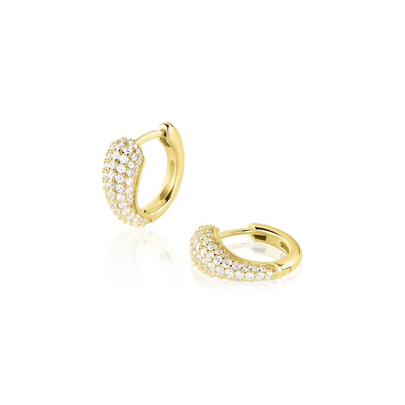 ELANI Damen Creolen Silber vergoldet 925 Zirkonia Weiß 1,24 ct Tropfen - Creolen Damen | OROVIVO