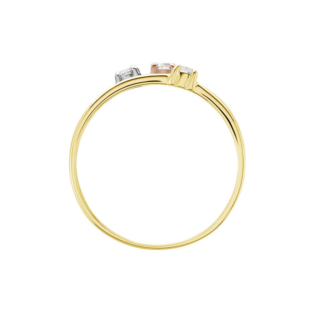 SUPERPOSITION 3 Damen Ring Gold Tricolor Gold / Wei&szlig; / Ros&eacute; 375 (9 Karat) Diamant Wei&szlig; 0,09 ct