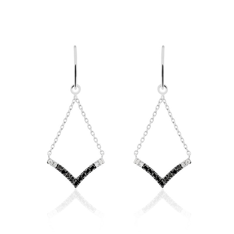 Boucles D'oreilles Pendantes Tilane Or Blanc Diamant - Spannringe Damen | OROVIVO