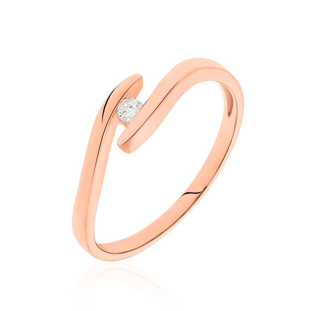 Curonda Damen Ring Rosegold 375 (9 Karat) Diamant Wei&szlig; 0,05 ct