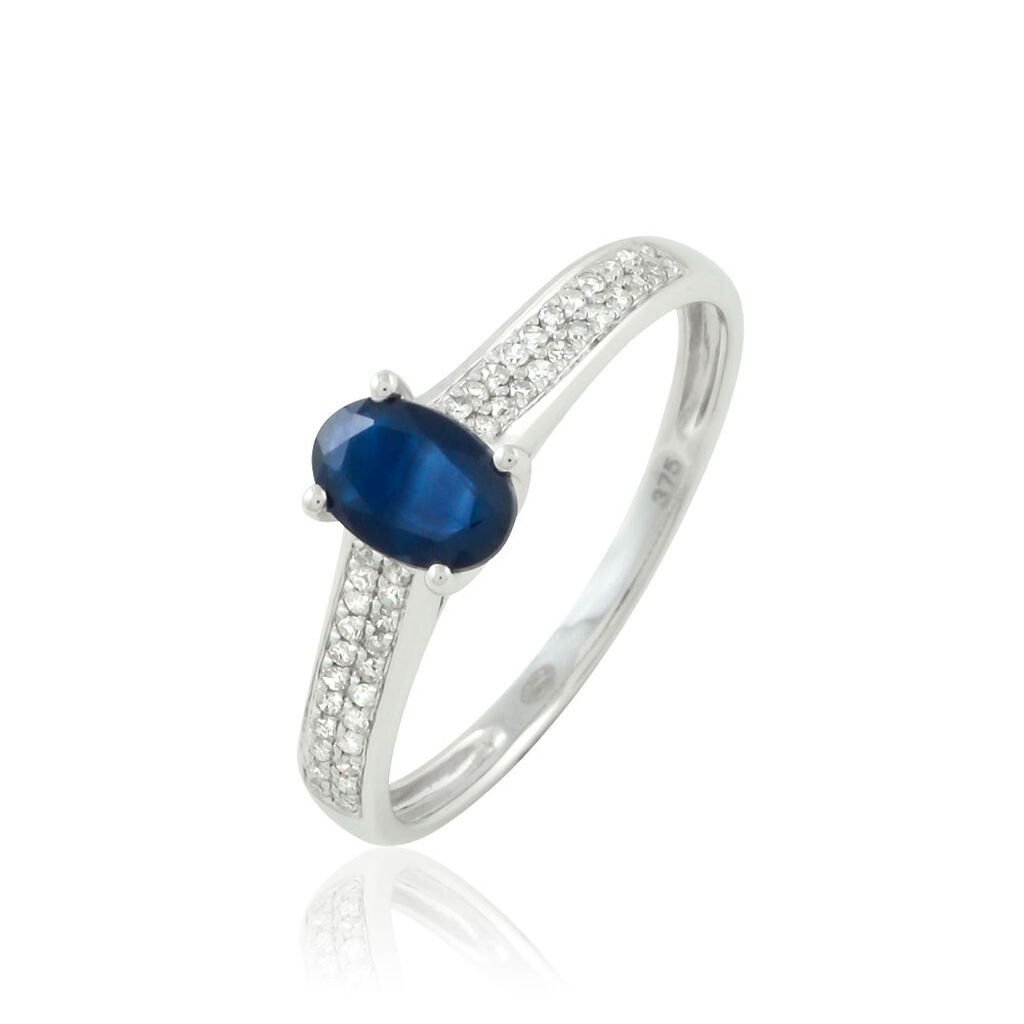 Bague Crista Or Blanc Saphir Et Diamant - Spannringe Damen | OROVIVO