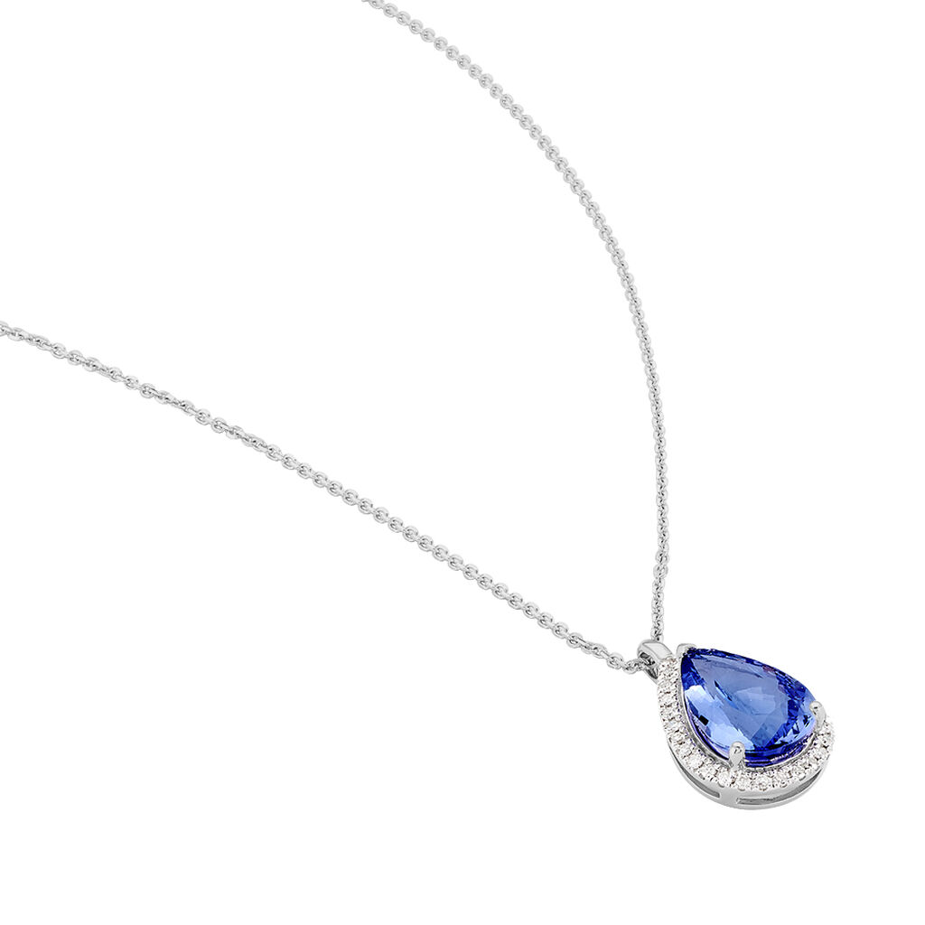 Damen Collier Weißgold 750 Tansanit Blau 2,58ct Tropfen Ocean 2 - Halsketten Damen | OROVIVO