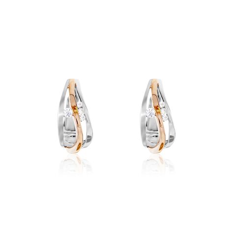 Damen Creolen Silber 925 Bicolor Zirkonia  - Creolen Damen | OROVIVO