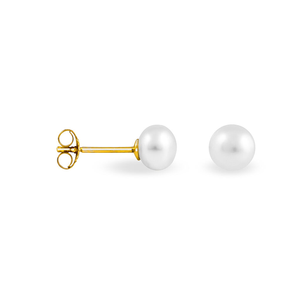 Boucles D'oreilles Puces Kesya Nacres Bouton Or Jaune Perle De Culture - Spannringe Damen | OROVIVO