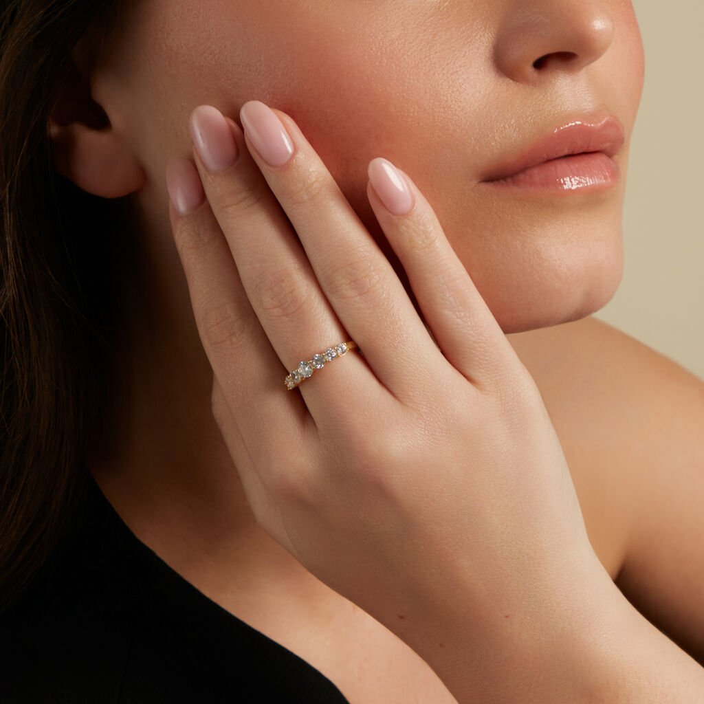 ALUREA Damen Ring Silber vergoldet 925 Zirkonia Wei&szlig; 0,400 ct