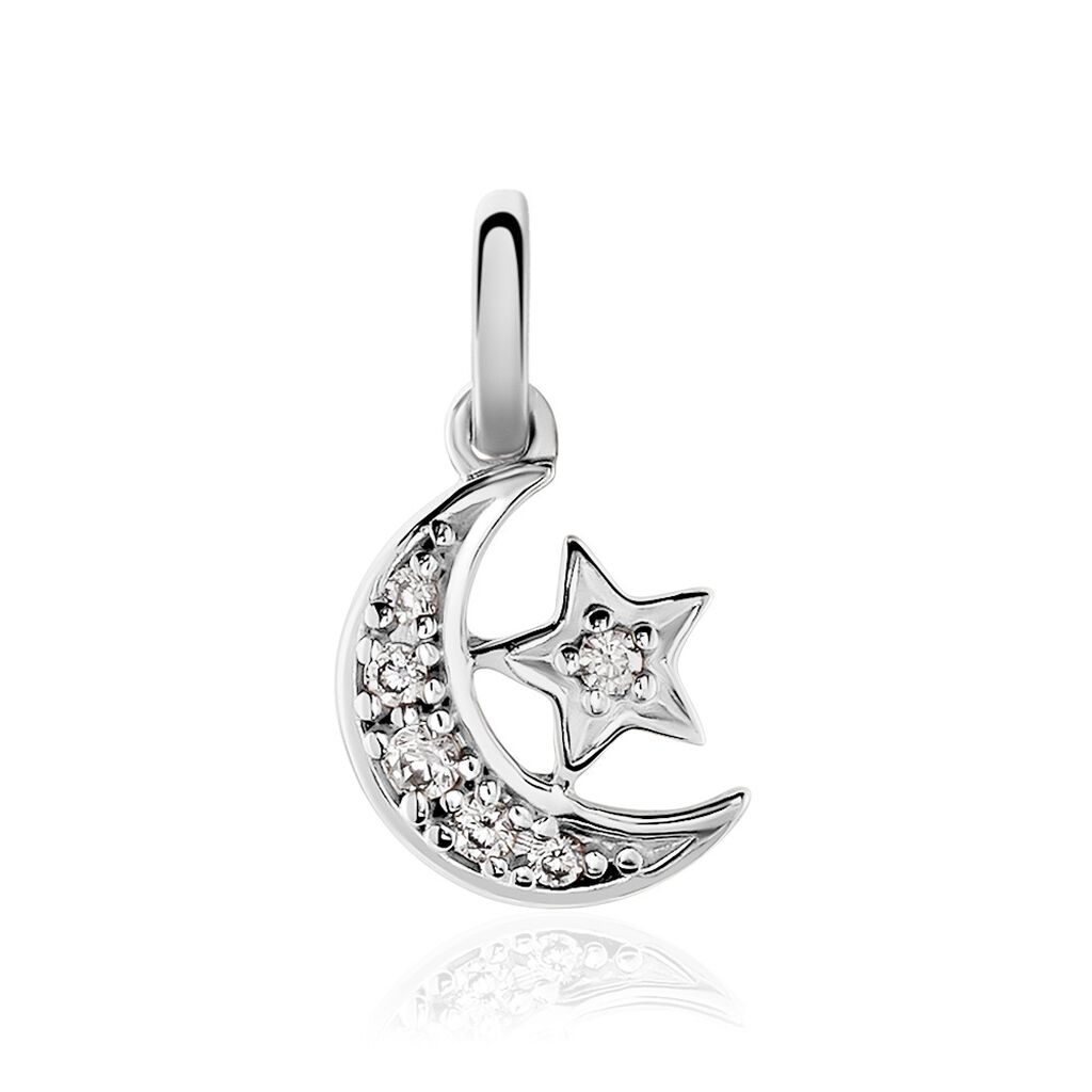 🦚 Damen Anhänger Silber 925 Zirkonia Mond Addilynn , Anhänger mit Stein 🦚 Damen Anhänger Silber 925 Zirkonia Mond Addilynn , Anhänger mit Stein