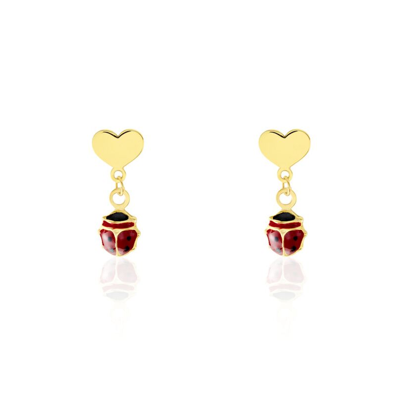 Boucles D'oreilles Or Jaune Urschi Smalto Rouge - Spannringe Kinder | OROVIVO