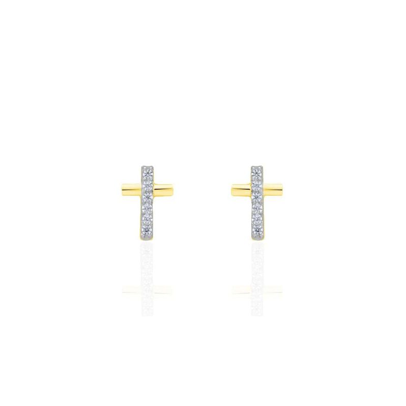Orecchini a lobo croce in oro giallo e zirconiCiondolo foglia in oro giallo e zirconi - Spannringe Damen | OROVIVO