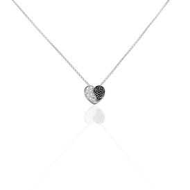 Damen Halskette Silber 925 Zirkonia Schwarz Herz - Herzketten  | OROVIVO