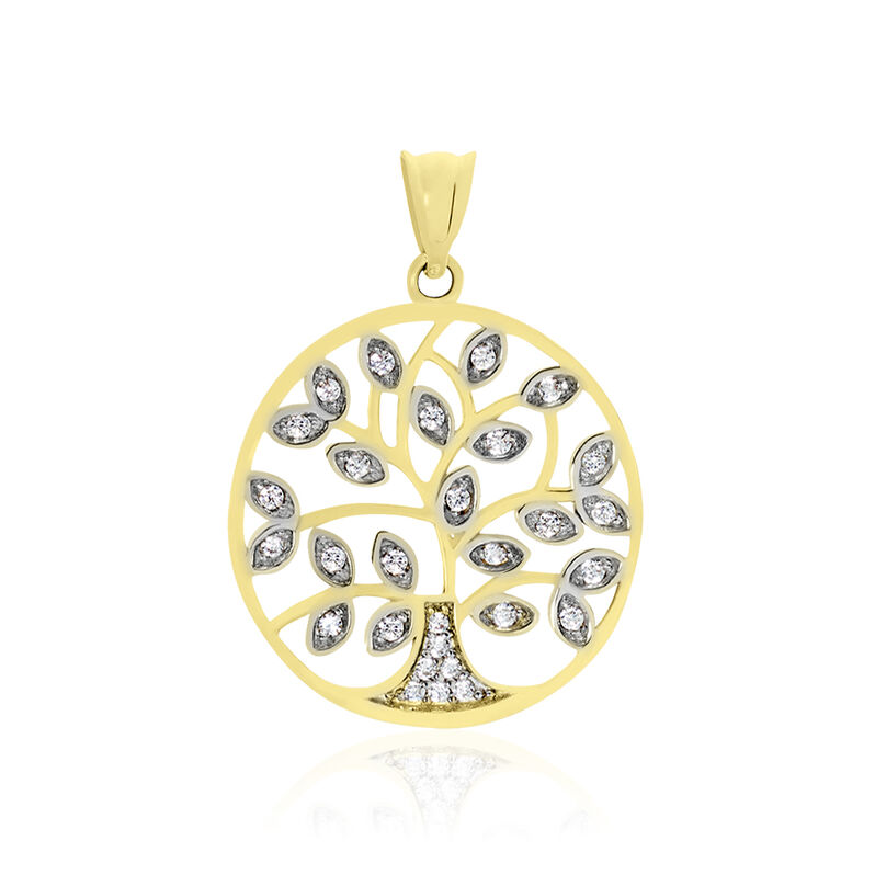 Damen Anhänger Gold Bicolor 375 Zirkonia Baum Lebensbaum Ede Lebensbaum 6  - Schmuckanhänger Damen | OROVIVO
