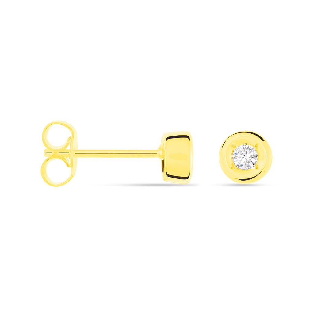 Strong Damen Ohrstecker Gold 375 (9 Karat) Diamant Wei&szlig; 0,1 ct