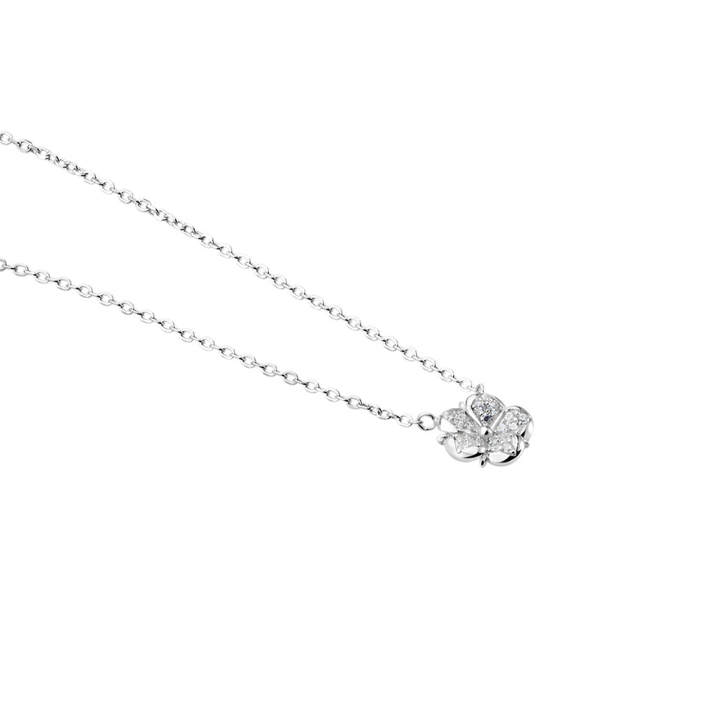 Damen Collier Silber Silber 925 Zirkonia Blume Duena 0,30mm 45cm - Halsketten Damen | OROVIVO