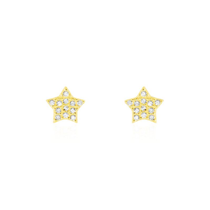 Boucles D'oreilles Puces Or Jaune Fragaria Oxydes - Spannringe Damen | OROVIVO