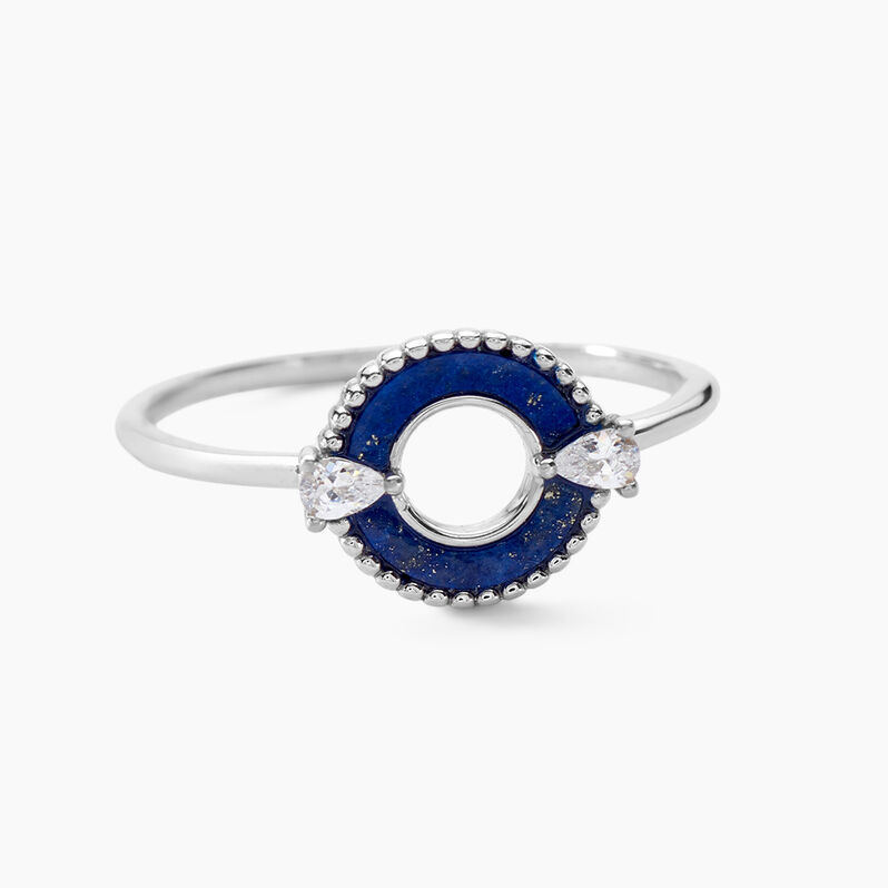 Bague Iwa Argent Weiss Lapis Lazuli Oxyde De Zirconium - Spannringe Damen | OROVIVO