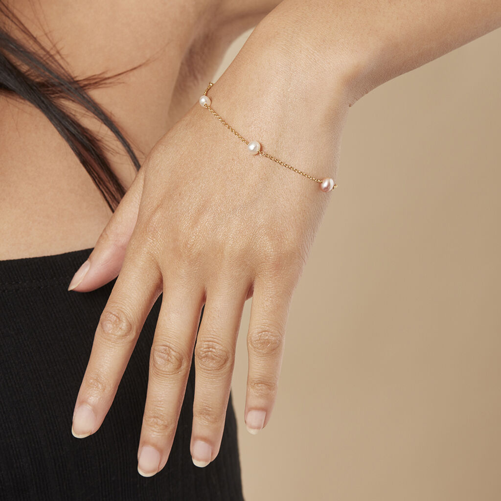 Damen Armband Silber vergoldet 925 Zuchtperle Weiß Perla 21cm - Armbänder Damen | OROVIVO
