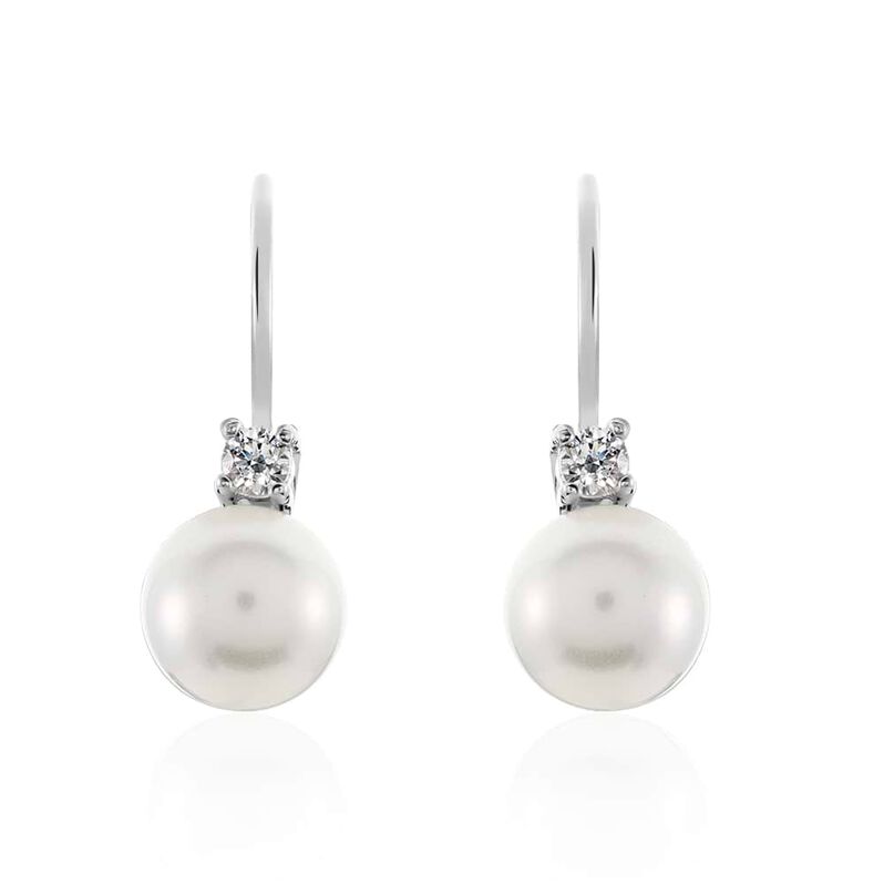 Orecchini Pendenti Silver Pearls Argento Rodiato Perla sintentica Cubic Zirconia - Spannringe Damen | OROVIVO