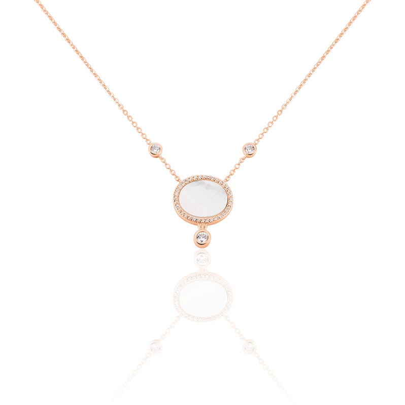 ALESSANDRINA Damen Collier Silber rosevergoldet 925 Zirkonia Wei&szlig; 2,43 ct Kreis - Halsketten Damen | OROVIVO