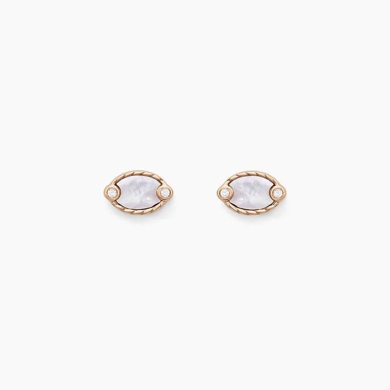 Boucles D'oreilles Puces Acacia Argent Rose Nacre Oxyde - Spannringe Damen | OROVIVO