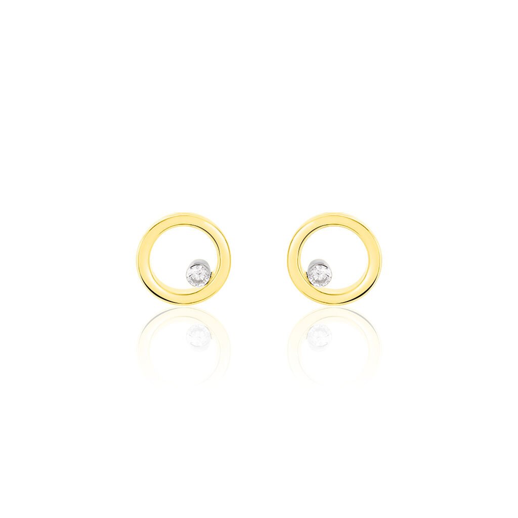 INVISIBLE Damen Ohrstecker Gold 750 (18 Karat) Diamant Weiß 0,060 ct Kreis - Ohrstecker Damen | OROVIVO