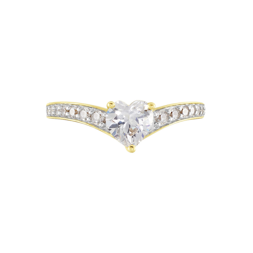 Damen Ring Gold 375 (9 Karat) Zirkonia Wei&szlig; 1,4 ct Herz
