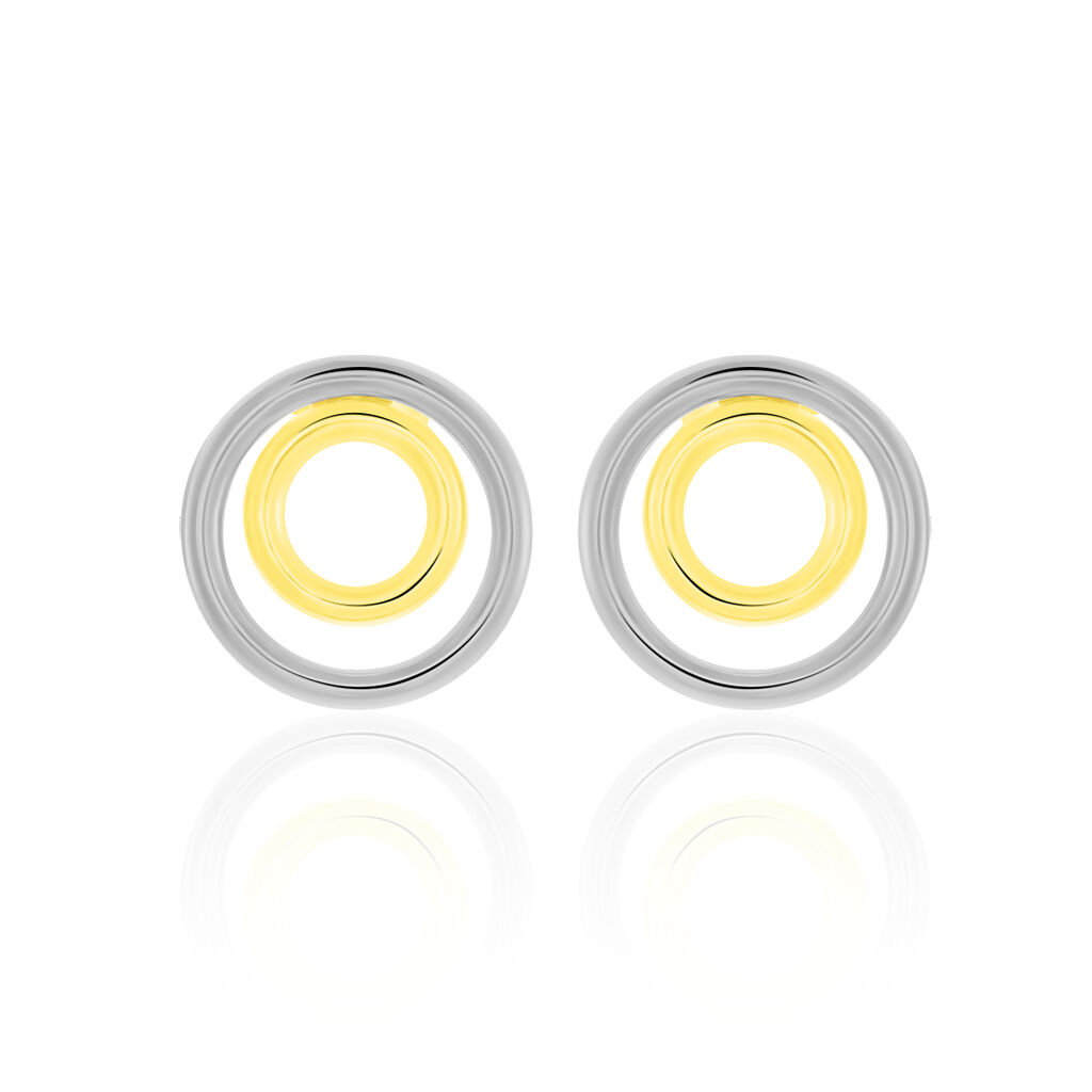Ohrringe Gold Zweifarbig Lora - Spannringe Damen | OROVIVO