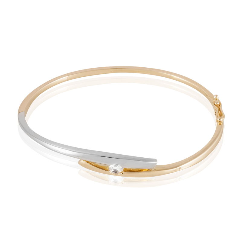 Bracelet Jonc Marie-lea Plaque Or Bicolore Oxyde De Zirconium - Spannringe Damen | OROVIVO