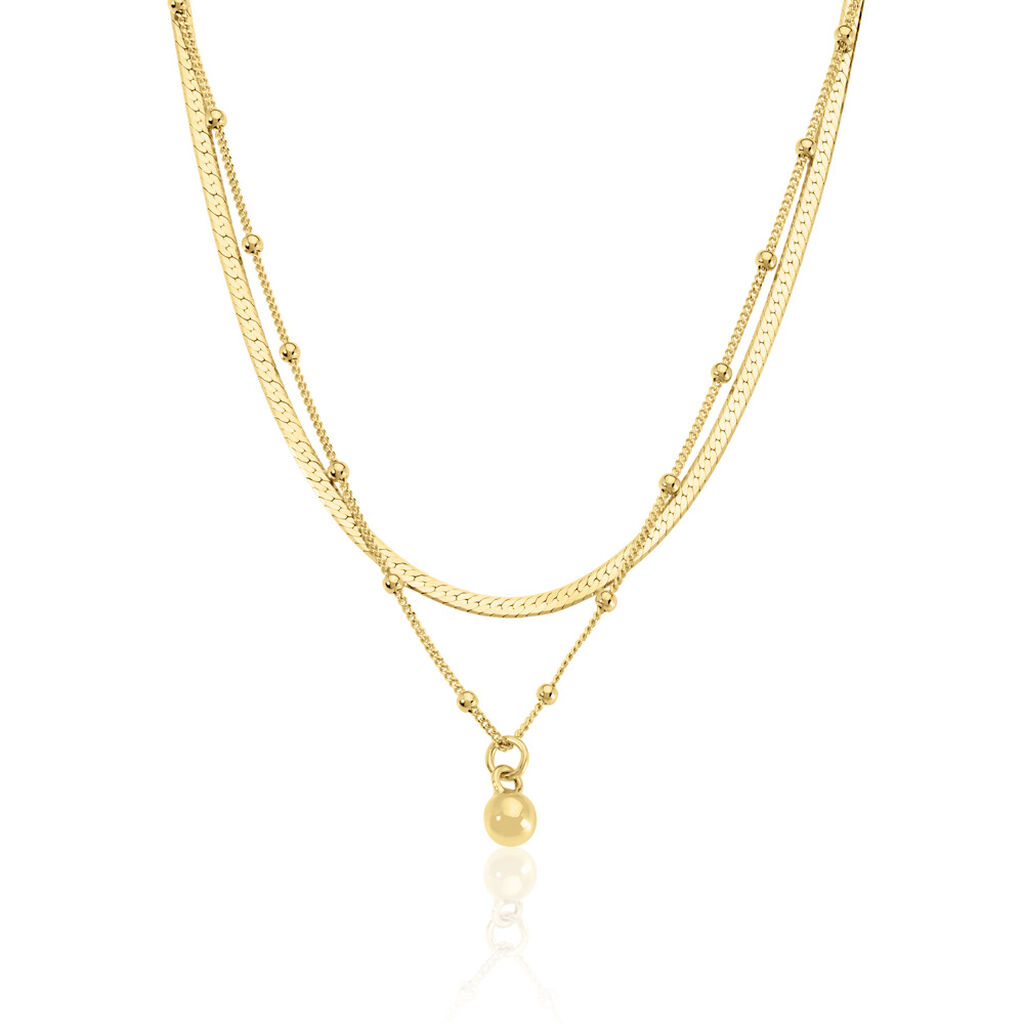 KARIMA Damen Collier Silber vergoldet 925 Ball B 2 mm, Collier ohne Stein