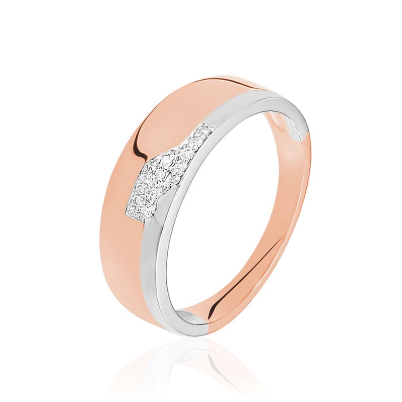 FADA Damen Ring Gold Bicolor 375 (9 Karat) Diamant Wei&szlig; 0,04 ct - Ringe mit Stein Damen | OROVIVO