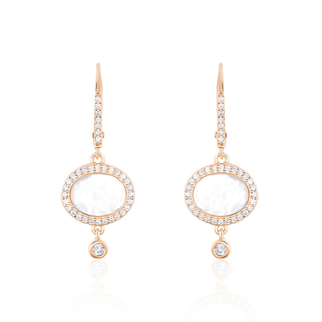 ALESSANDRINA Damen Ohrringe Lang Silber rosevergoldet 925 Zirkonia Weiß 2,71 ct Oval - Ohrringe mit Stein Damen | OROVIVO