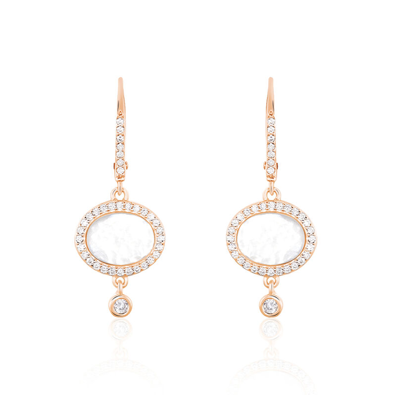 ALESSANDRINA Damen Ohrringe Lang Silber rosevergoldet 925 Zirkonia Weiß 2,71 ct Oval - Ohrringe mit Stein Damen | OROVIVO