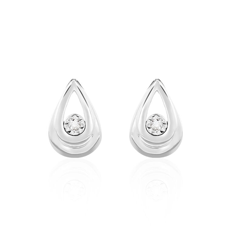 Damen Ohrstecker Weißgold 375 Diamant 0,02ct Tropfen Lindia  - Ohrstecker Damen | OROVIVO