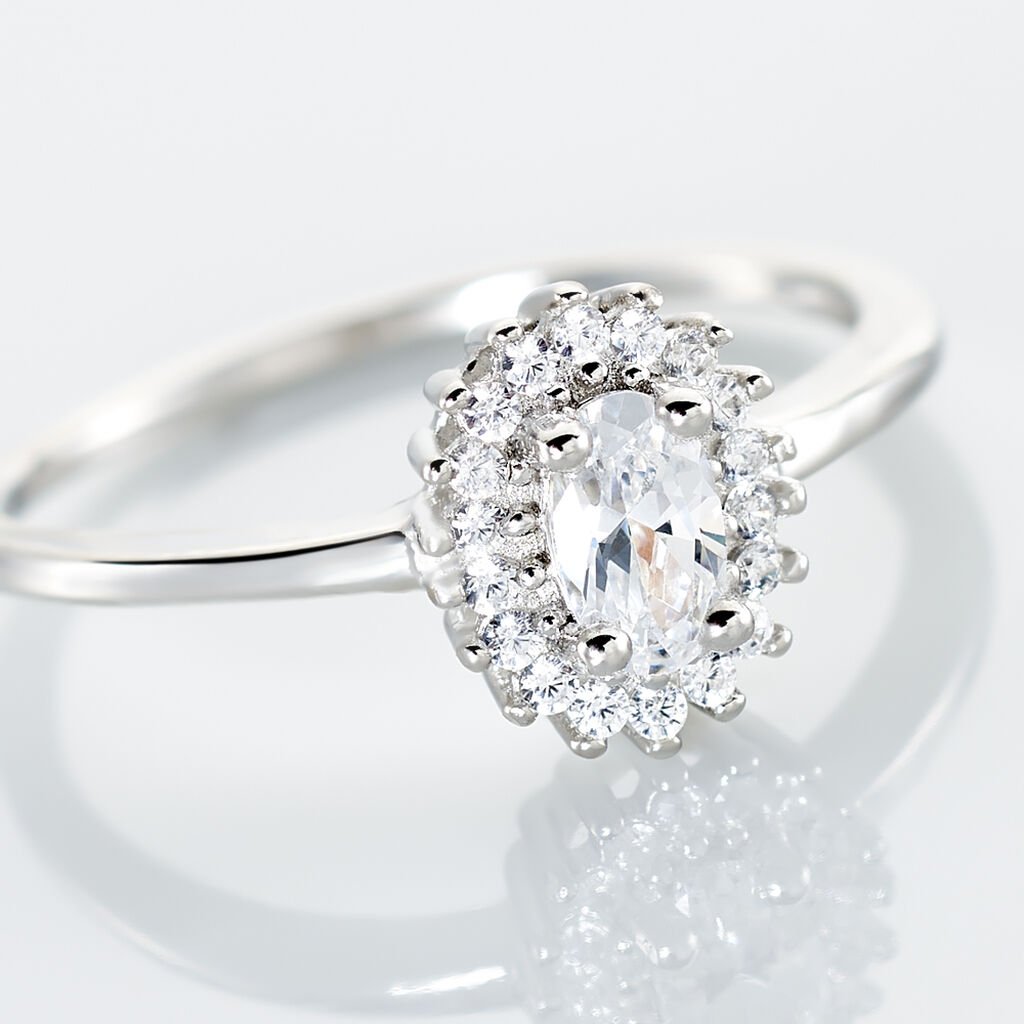 SHANDRANY Damen Ring Silber 925 Zirkonia Wei&szlig;