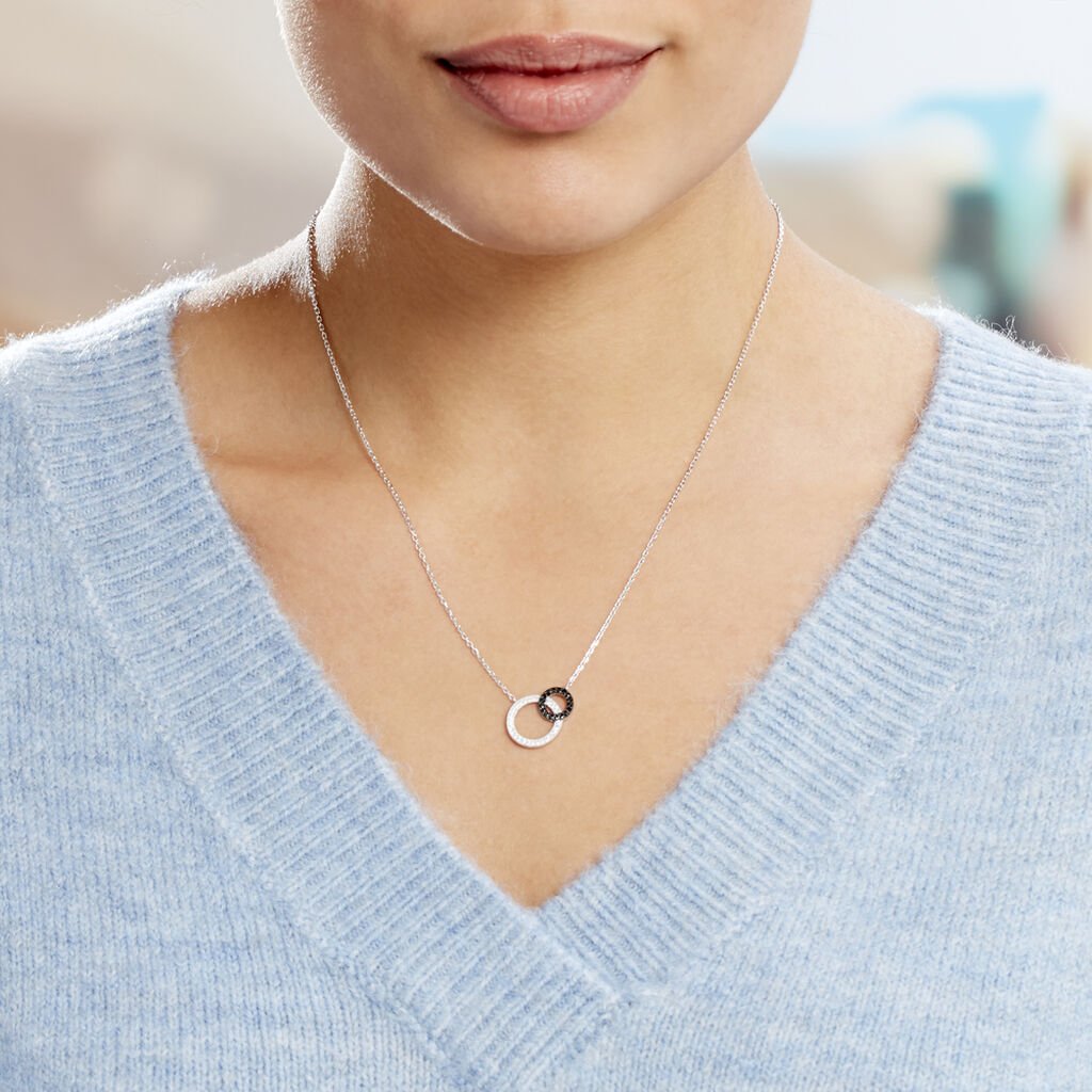 Damen Halskette Silber 925 Zirkonia Doppelkreis Diana - Halsketten Damen | OROVIVO