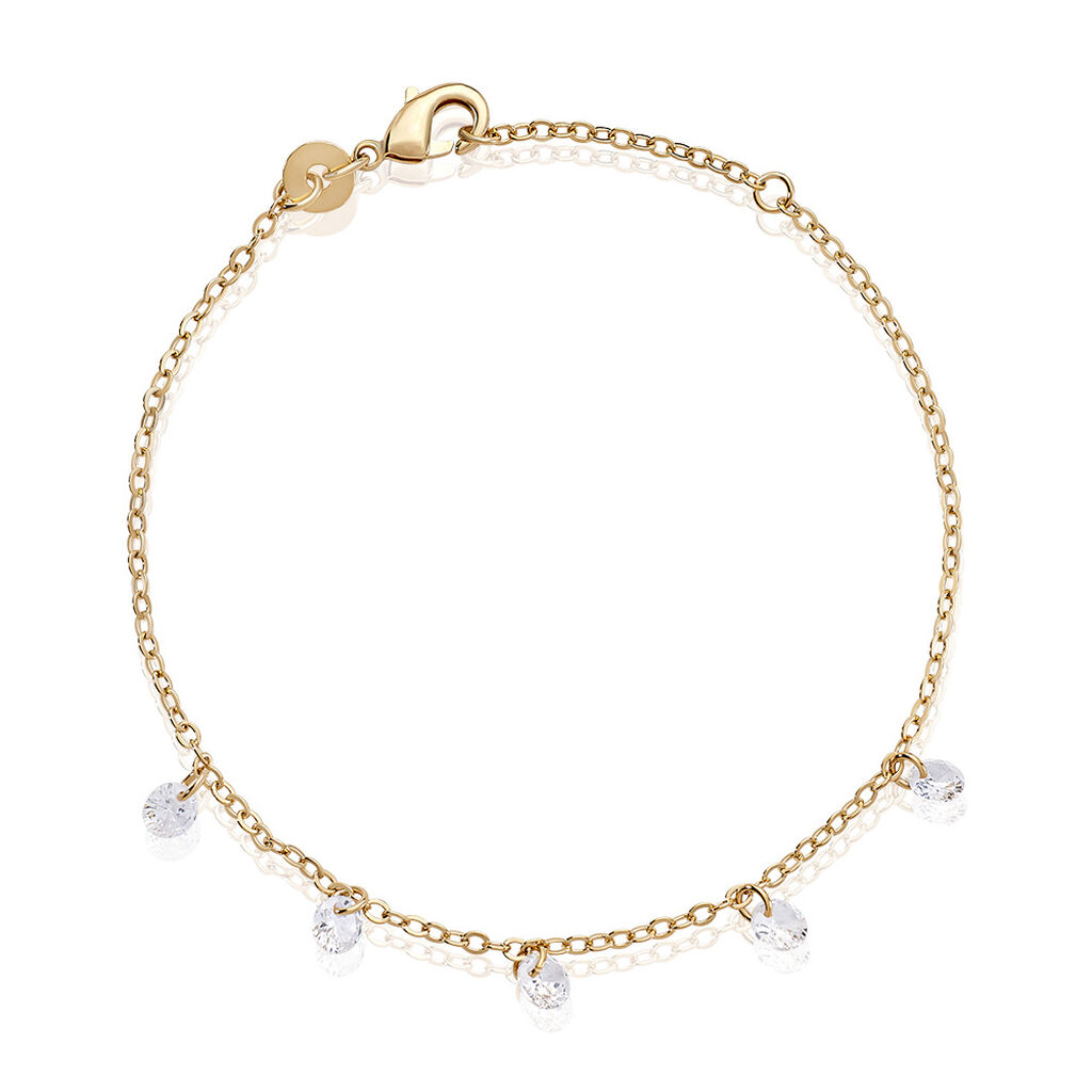 BRAELYN Damen Armband Vergoldet 750 Kristall Weiß Kreis, Armband mit Stein