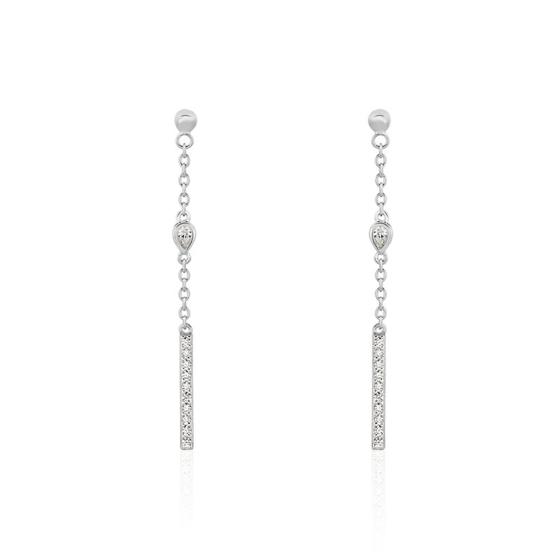 Damen Ohrstecker Lang Silber 925 Zirkonia  - Ohrringe mit Stein Damen | OROVIVO