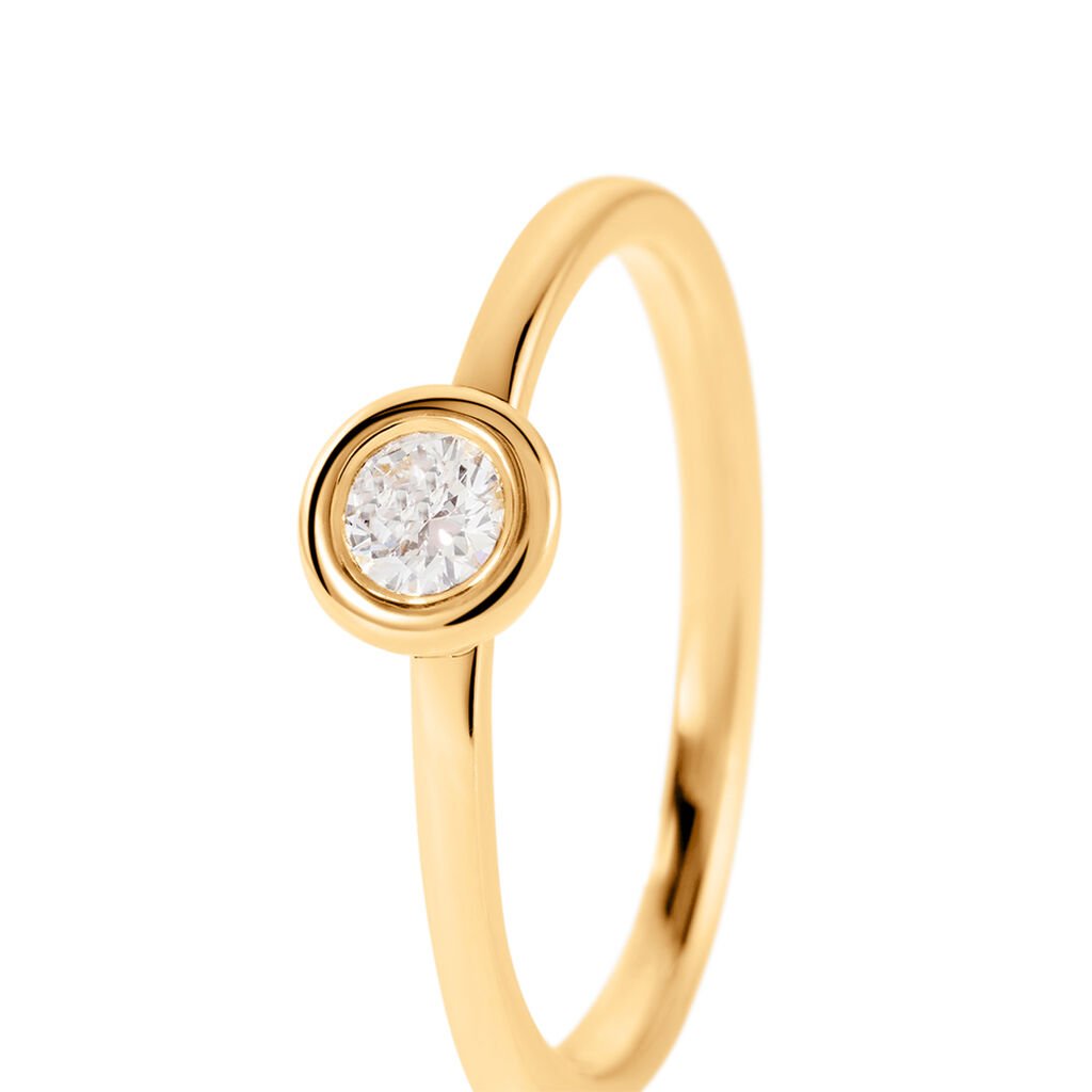 ESTELLE Damen Ring Gold 585 (14 Karat) Diamant Weiß 0,15 ct B 1,5 mm - Ringe mit Stein Damen | OROVIVO
