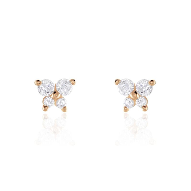 Boucles D'oreilles Puces Or Rose Oxydes De Zirconium - Spannringe Damen | OROVIVO