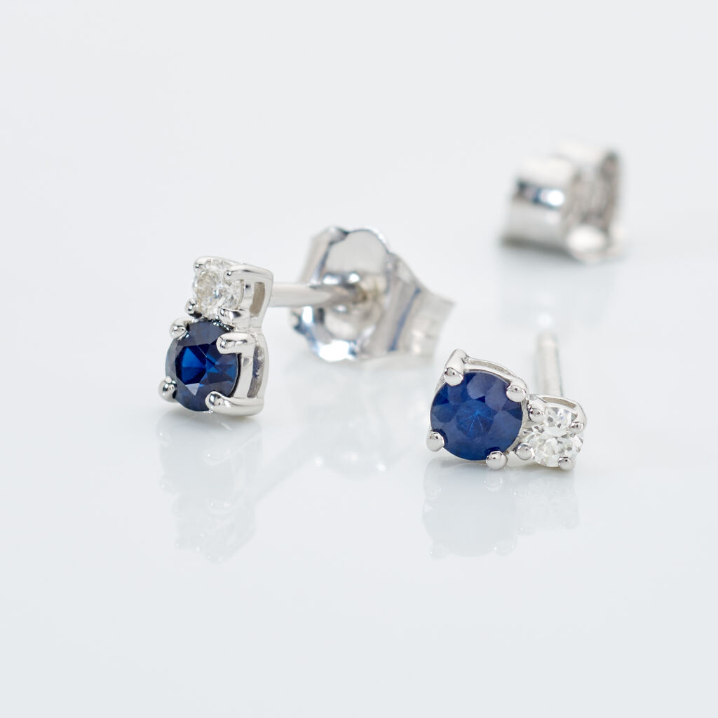 ELISABETH Damen Ohrstecker Wei&szlig;gold 585 (14 Karat) Saphir Blau 0,27 ct